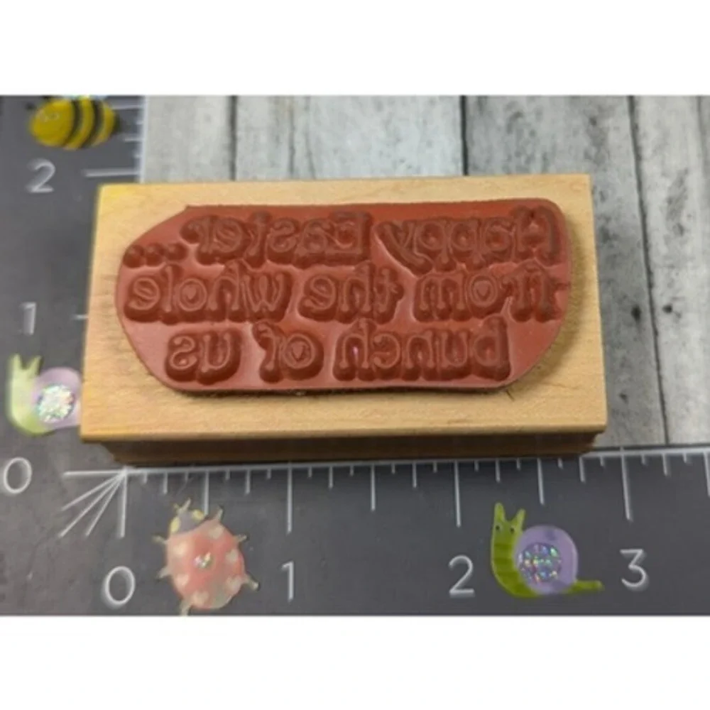 Darcie's Happy Easter From Bunch Of Us H2631 Rubber Stamp Wood #A12